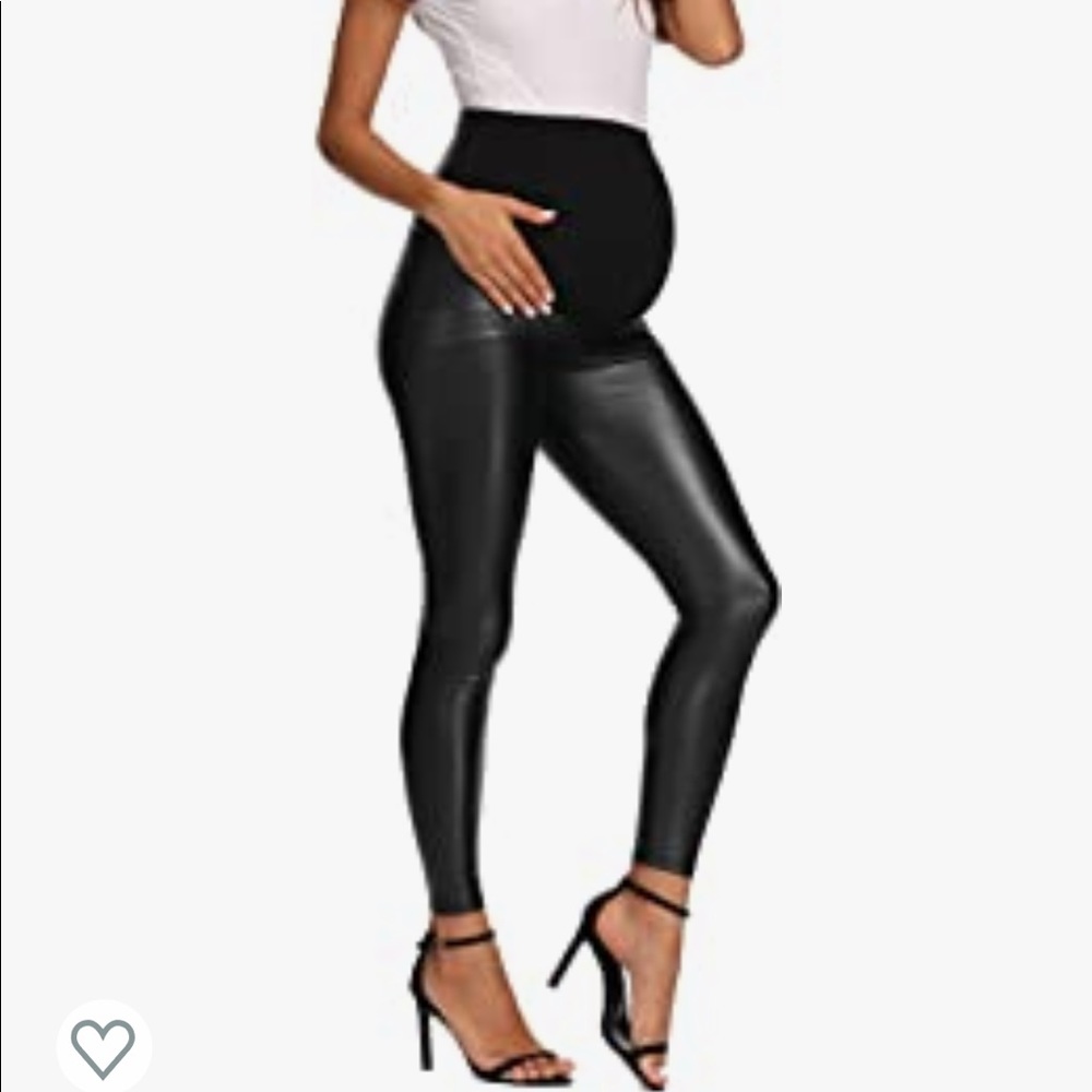 Faux Leather Maternity Leggings Pants